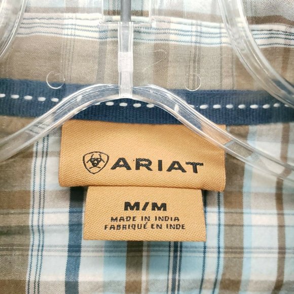 ARIAT Button-Down Shirt Western Style Plaid Long Sleeve EUC Size MEDIUM - Picture 6 of 9